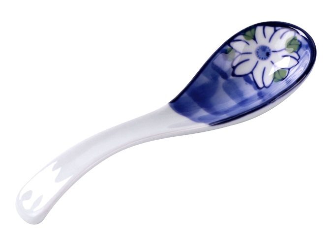 Cucchiaio da zuppa in ceramica - Lunghezza 14cm Disegno Fiore Cucchiaio da zuppa in ceramica - Lunghezza 14cm Disegno Fiore